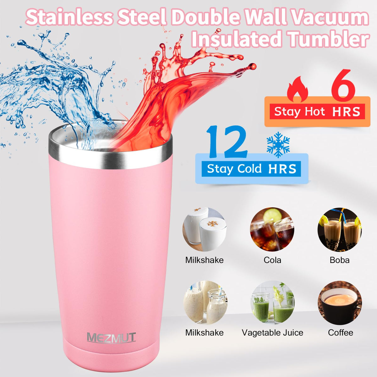 20oz Insulated Tumbler Cup Travel Coffee Mug with Lid Straw