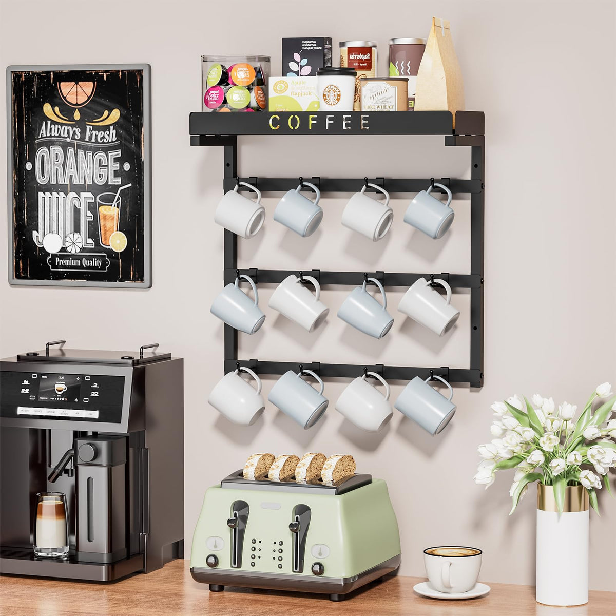 Coffee Mug Holder Wall Mounted