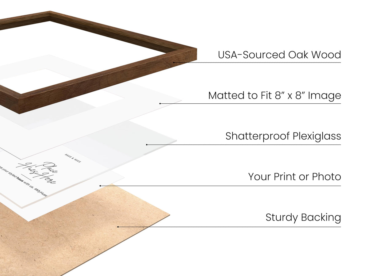 Walnut Square Frames 12x12 Matted to 8x8 (3 Count)