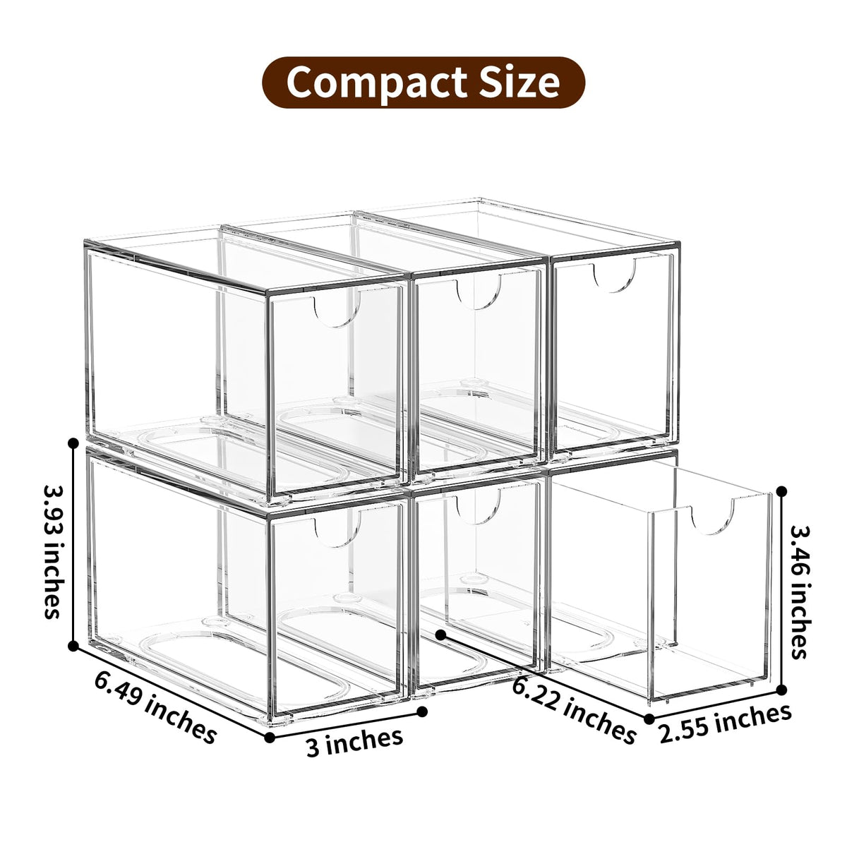 6 Pack Clear Stackable Tea Bag Organizer
