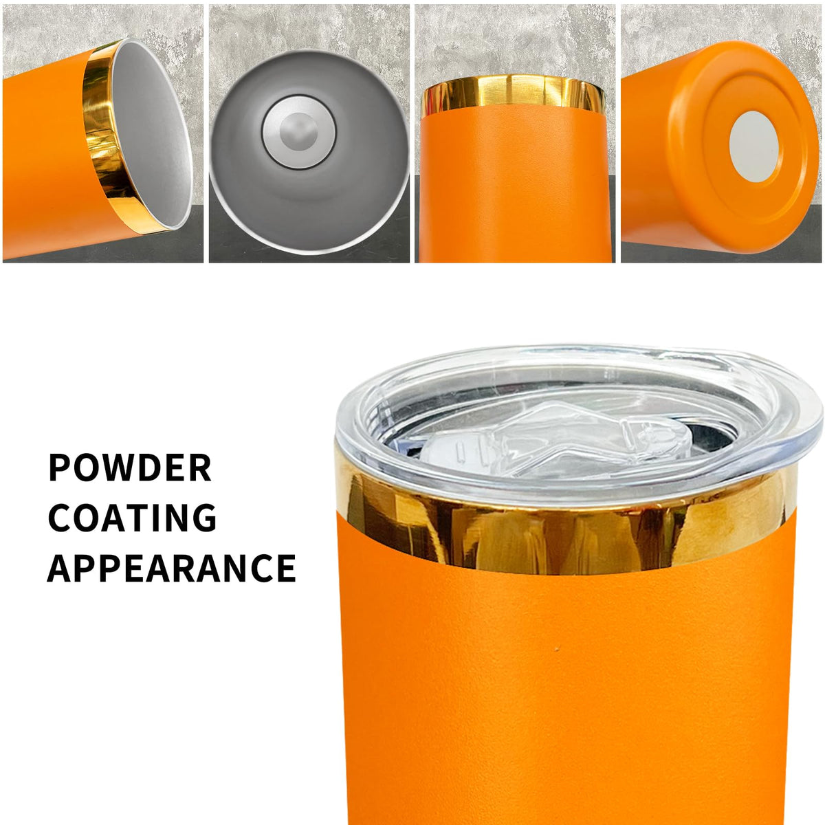 20 oz Skinny Tumblers Bulk With Lid and Straw Orange (4 Count)