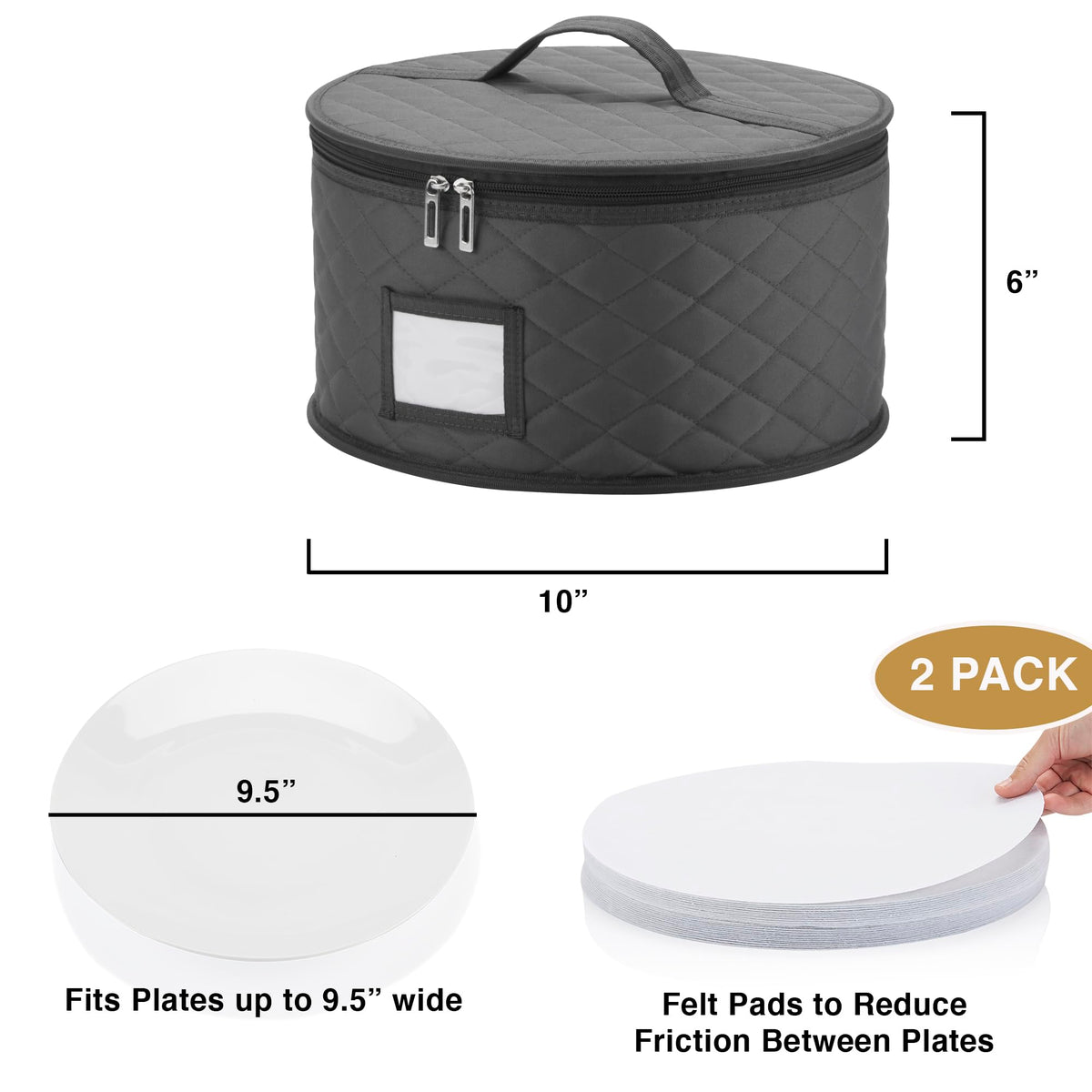 2 Pack 10" Salad Plate Quilted Cases (2 Count)