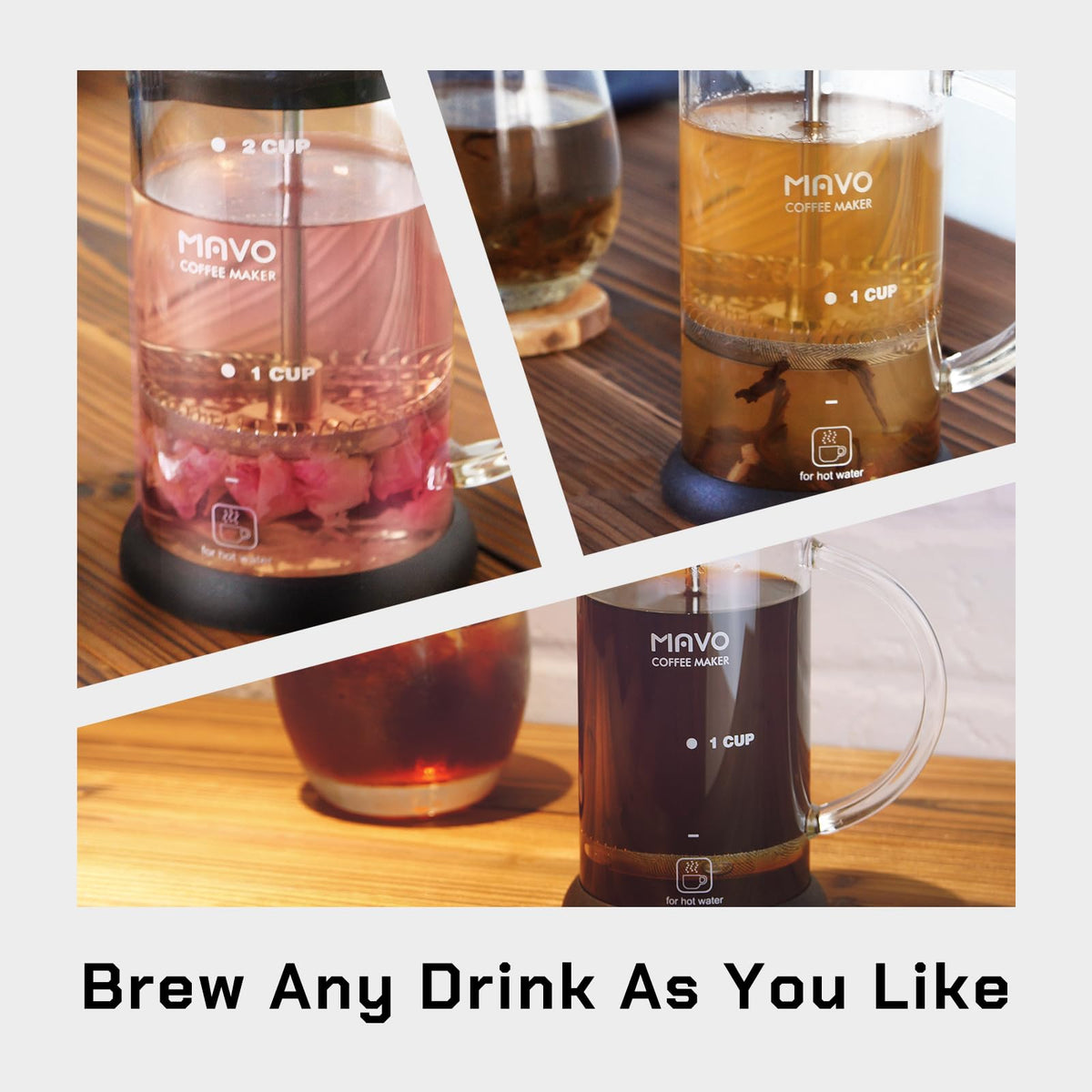 French Press Coffee Maker Stainless Steel Cold Brew Heat Resistant Glass Coffee & Tea Maker with 2 Filter