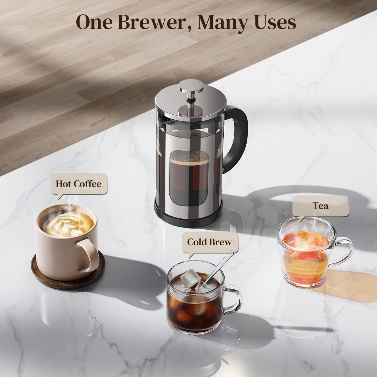 French Press Coffee Maker 21oz 0.6 L