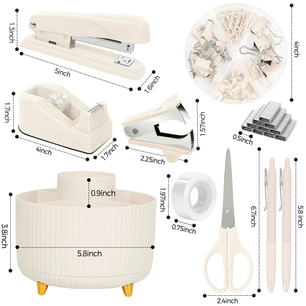 Desk Organizer Set with 360° Rotating Pen Holder