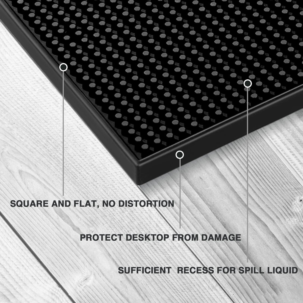 18x12 inches Black Rubber Bar Service Mat for Cocktail Bartender