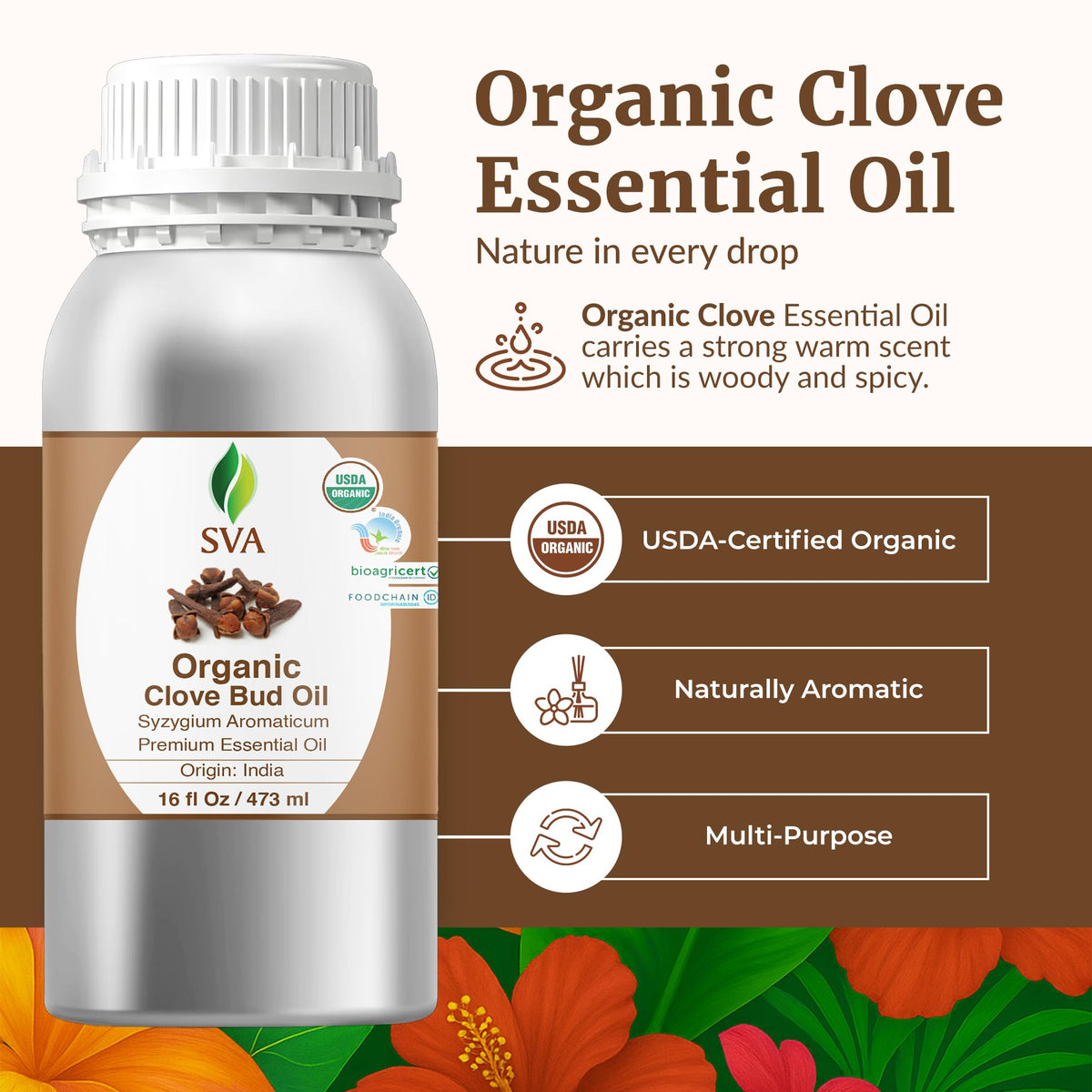 SVA Organic Clove Essential Oil (16 Fl Oz)