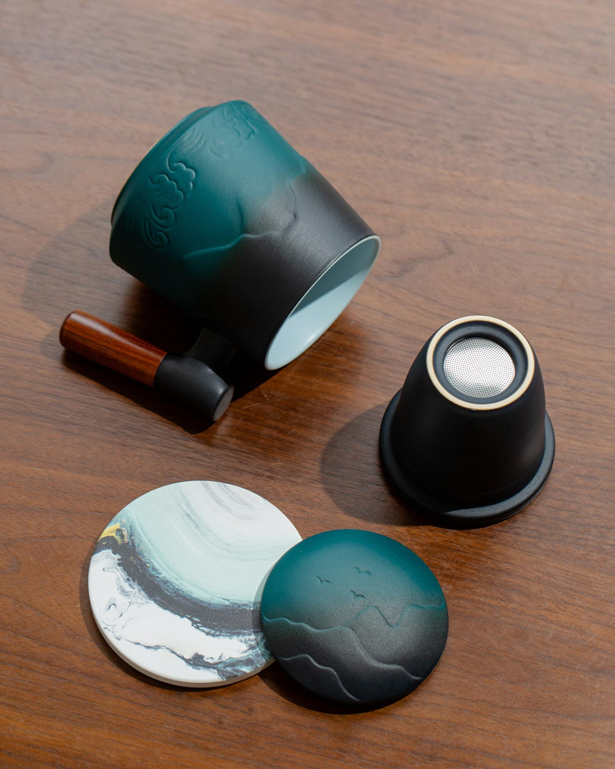 Tea Mug with Infuser and Lid & Coaster for Tea Steeper