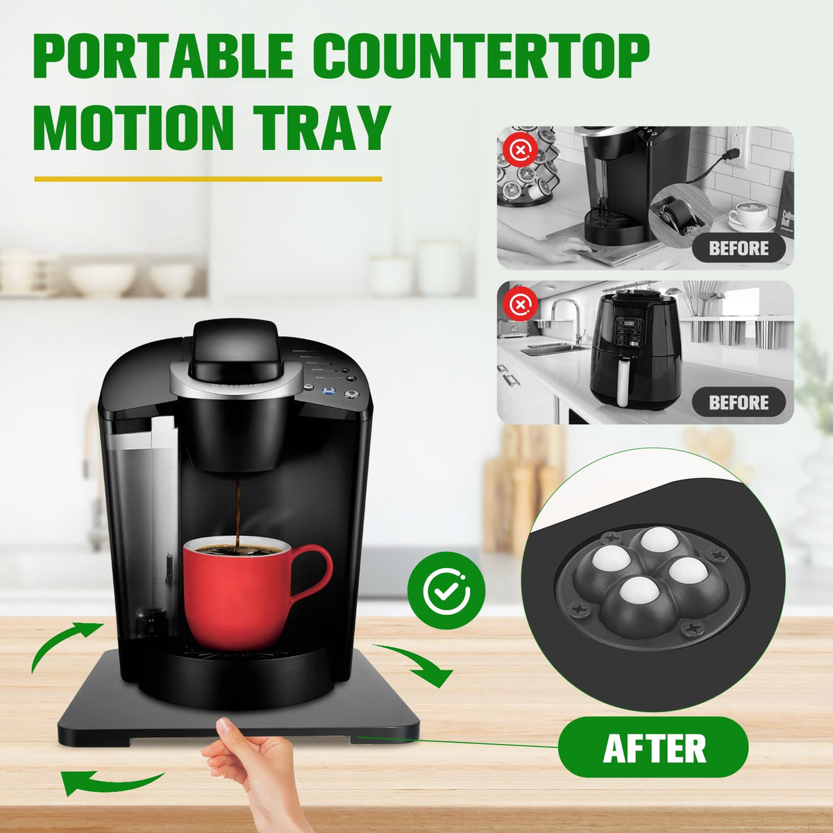 Appliance Slider 360° Rolling Tray for Countertop Coffee Maker Mat