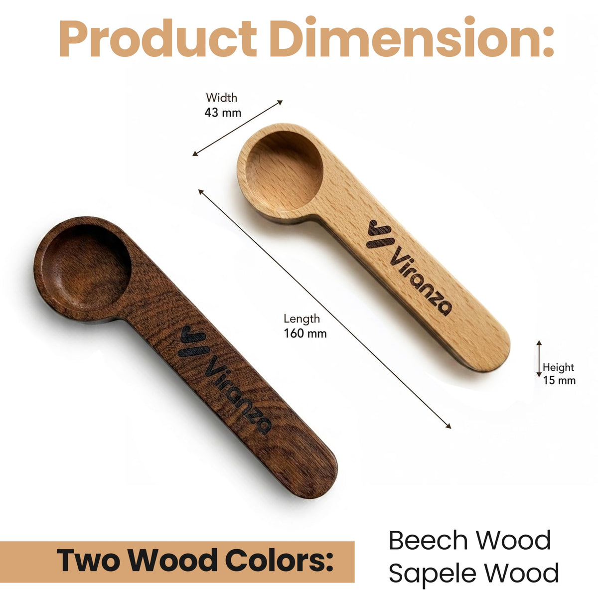 15ml Wooden Coffee Scoop with Bag Clip