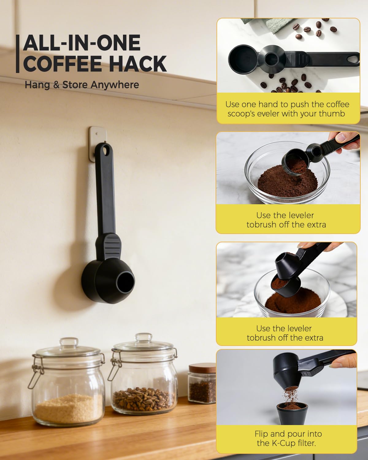Anti Spill Funnel Coffee Scoop for Reusable Coffee Pods