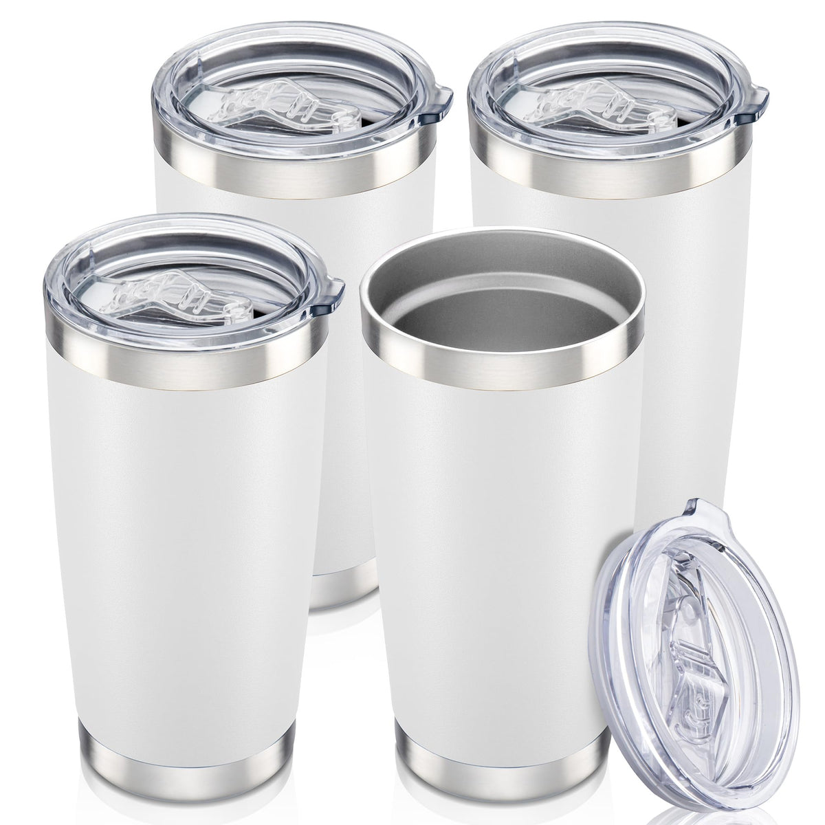 20 oz Tumbler with Lid Stainless Steel Insulated Tumblers Bulk Cups Mug (4 Count)