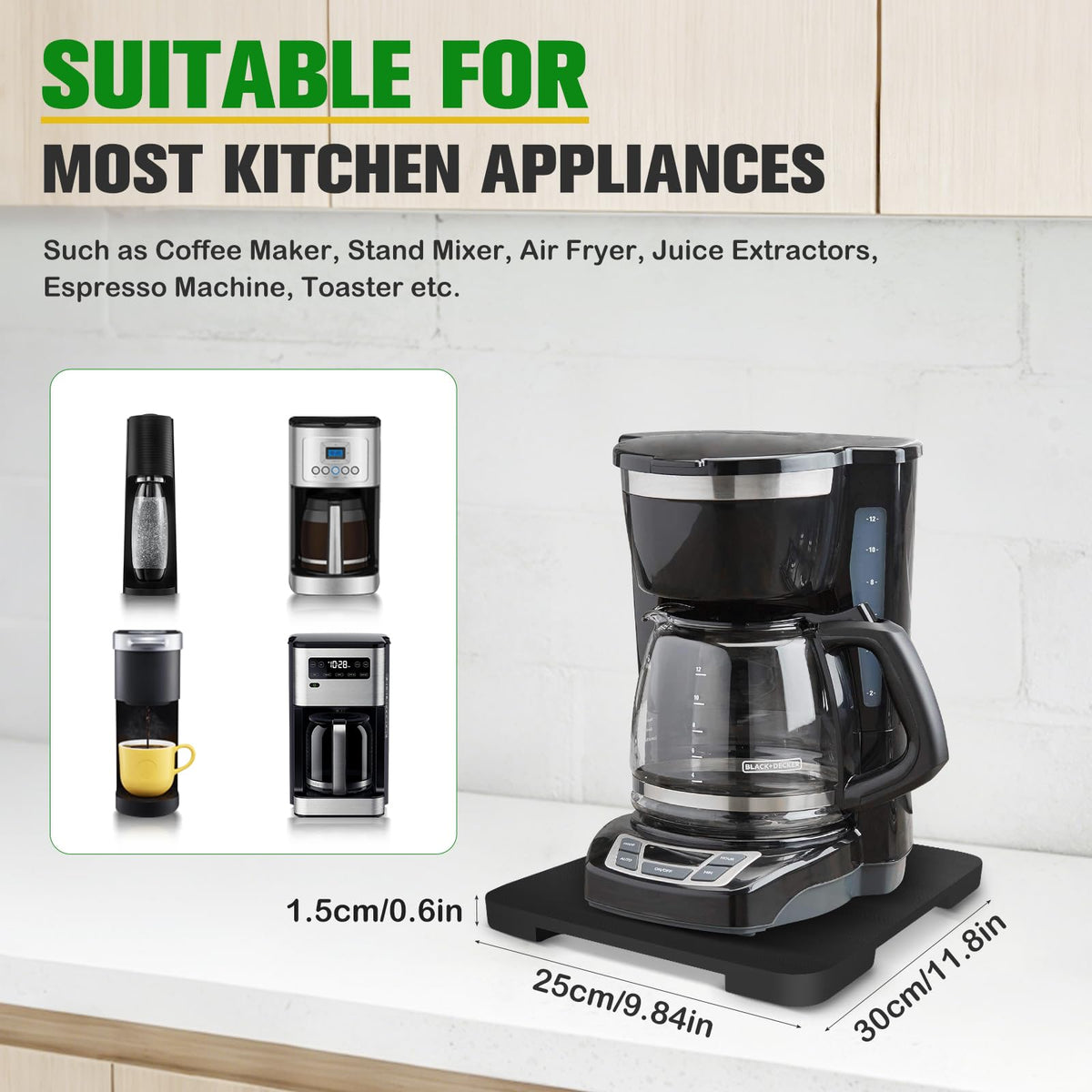 Appliance Slider 360° Rolling Tray for Countertop Coffee Maker Mat