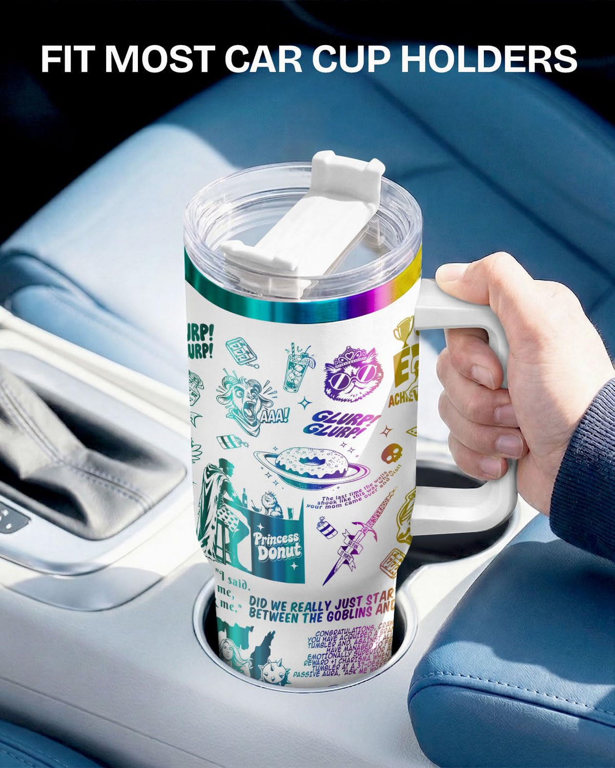 Fantasy Cat Dinosaur 40 oz Tumbler with Handle