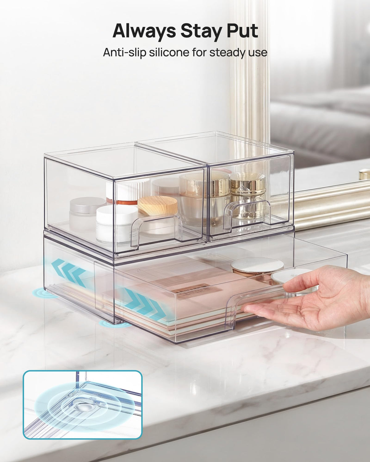 Clear Stackable Storage Drawers Set of 5 (3 Count)