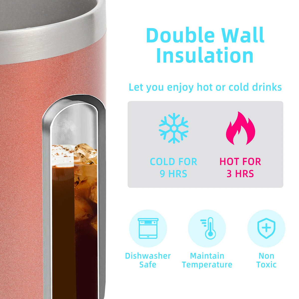 14oz Insulated Stainless Steel Coffee Mug with Lid Bulk 2 Pack (2 Count)