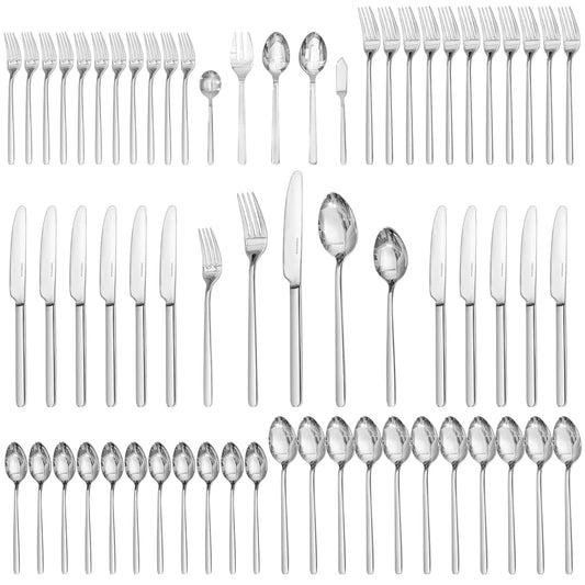 65 Piece Silverware Set with Serving utensils (65 Count)
