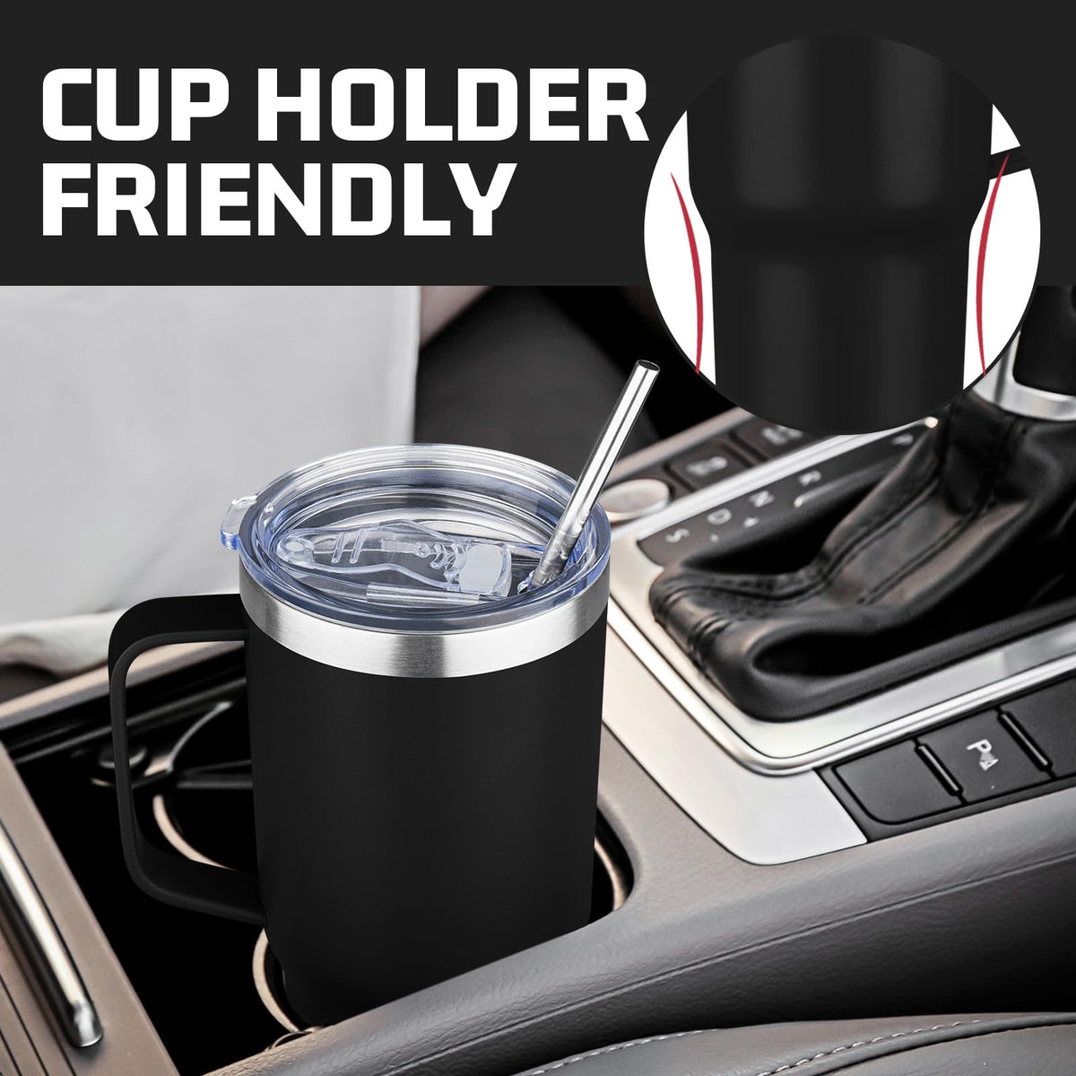 20 oz Tumbler with Handle Stainless Steel Insulated Coffee Tumbler with Lid and Straw Double Wall Vacuum Insulated Coffee Mug Leak Proof Travel Mug Tumbler for Hot and Cold Drink (4 Count)