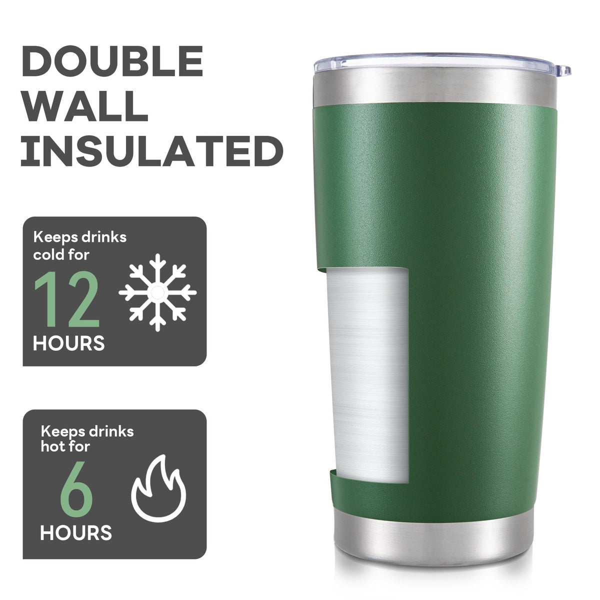20 oz Tumbler with Lid Stainless Steel Insulated Tumblers Bulk Cups Mug (12 Count)
