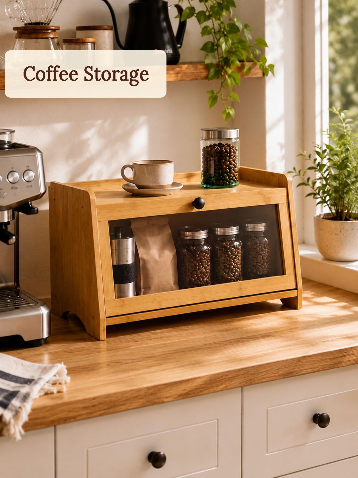 Bamboo Bread Box for Kitchen Countertop