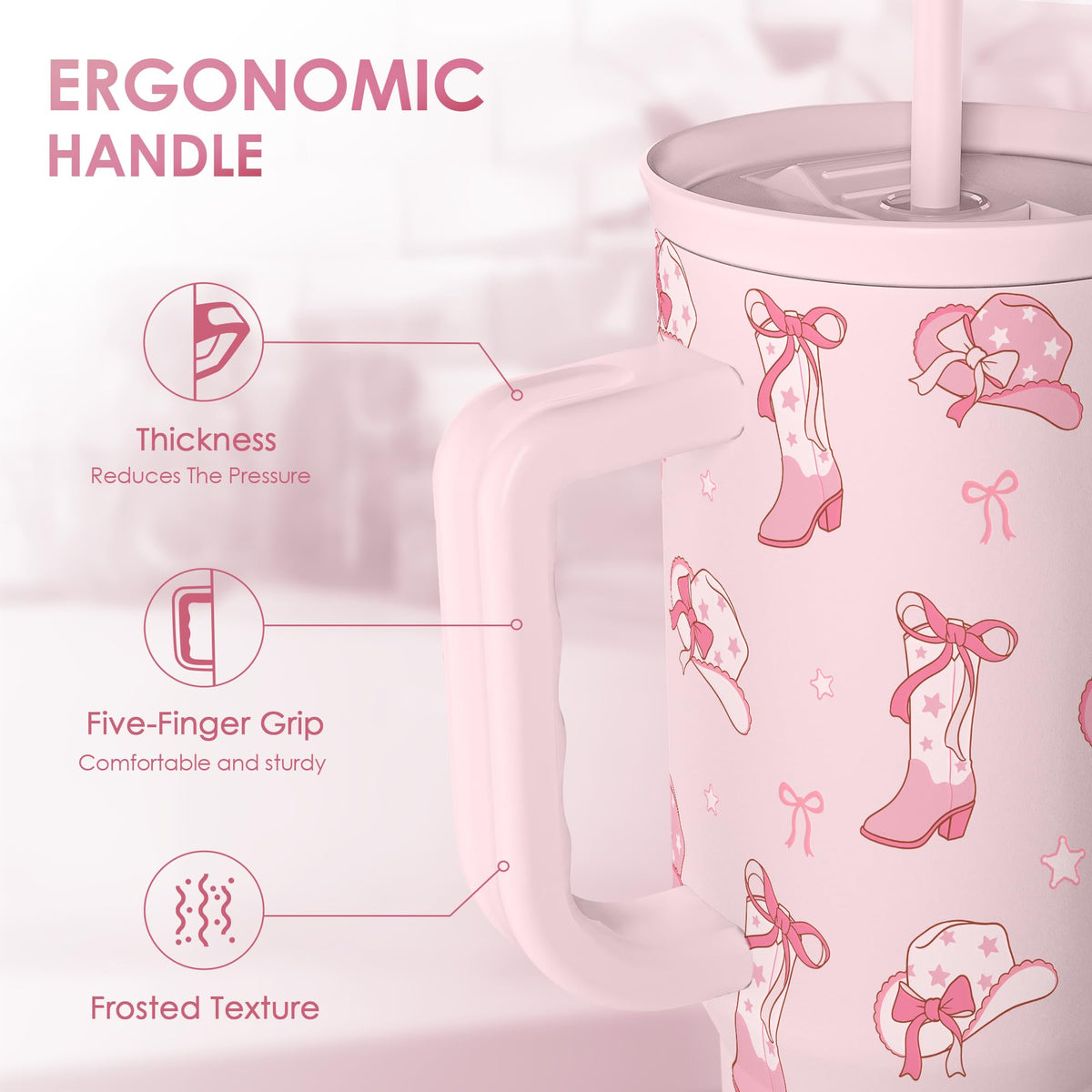 Cowgirl 40oz Slider Tumbler with Handle and Straw