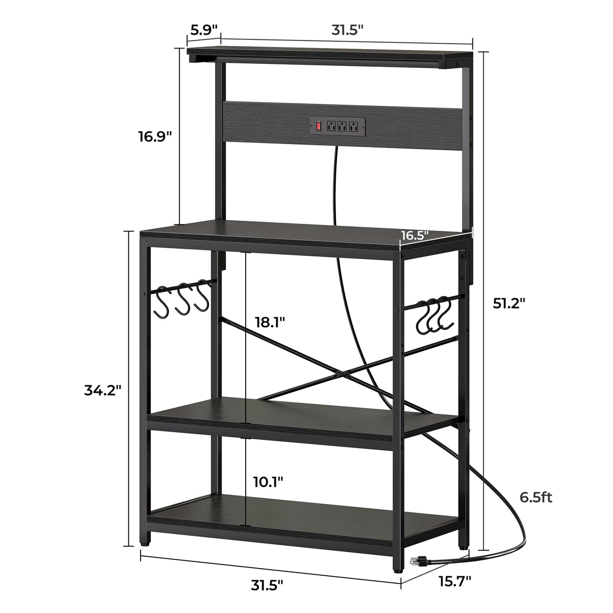 Bakers Rack with Power Outlets