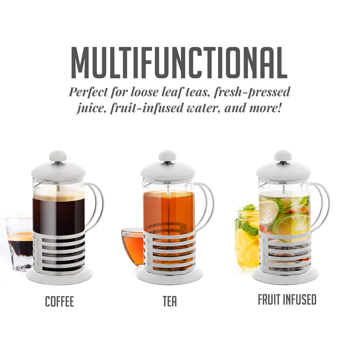 French Press Coffee Maker 12oz with 4 Filters System