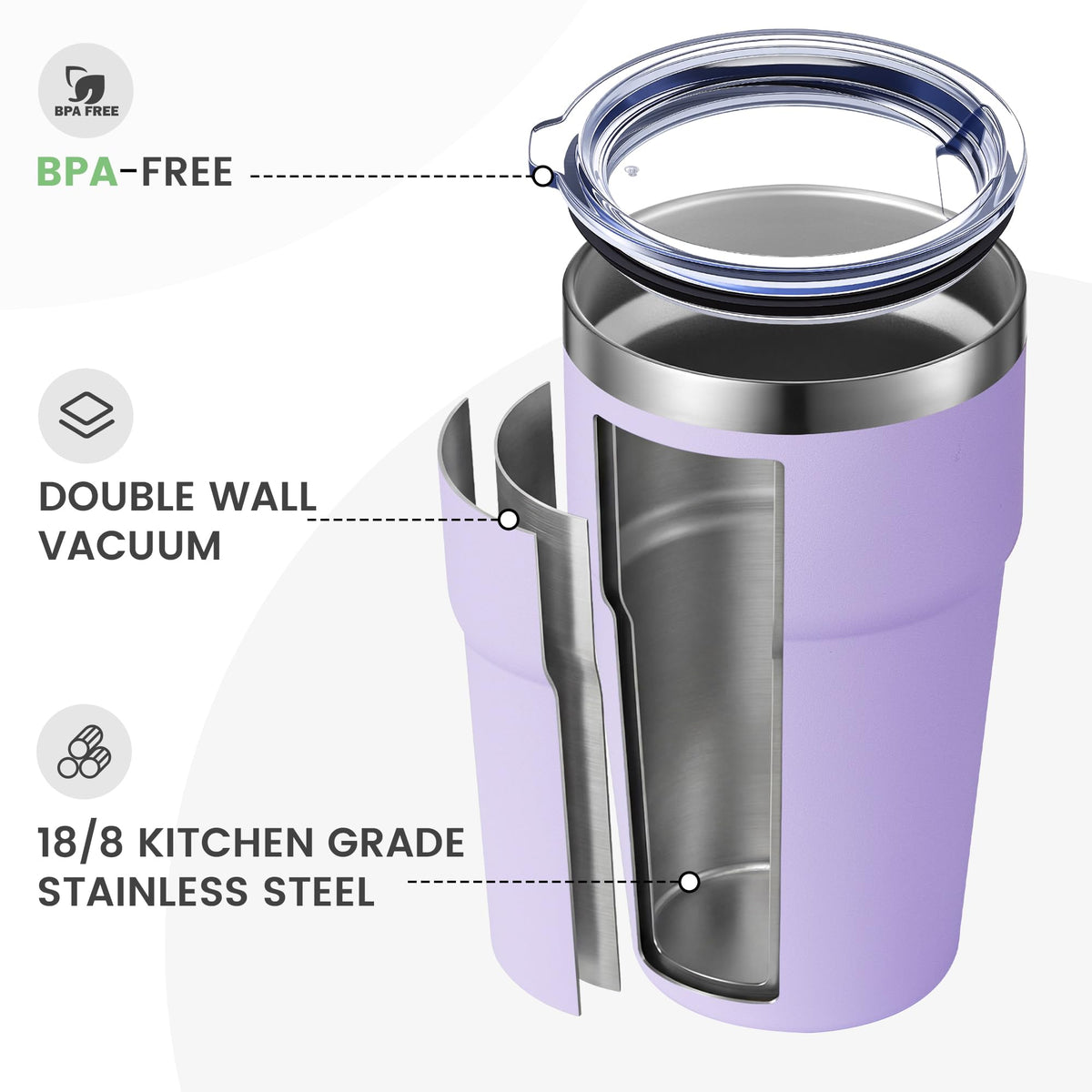 16oz Tumbler Double Wall Vacuum Insulated Travel Mug Bulk (6 Count)