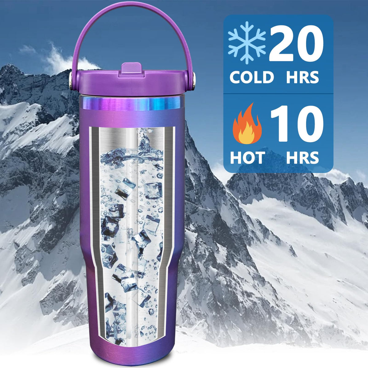 30 oz Tumbler Bulk with Top Handle and Flip Straw Aurora (4 Count)