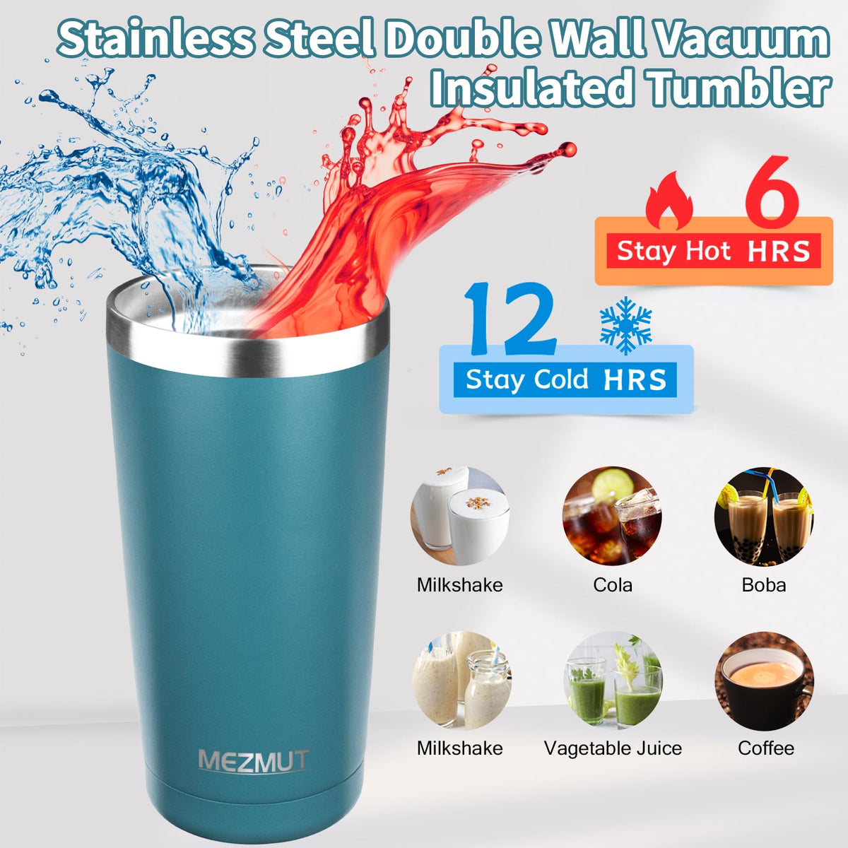 20oz Insulated Tumbler Travel Coffee Mug with Lid Straw