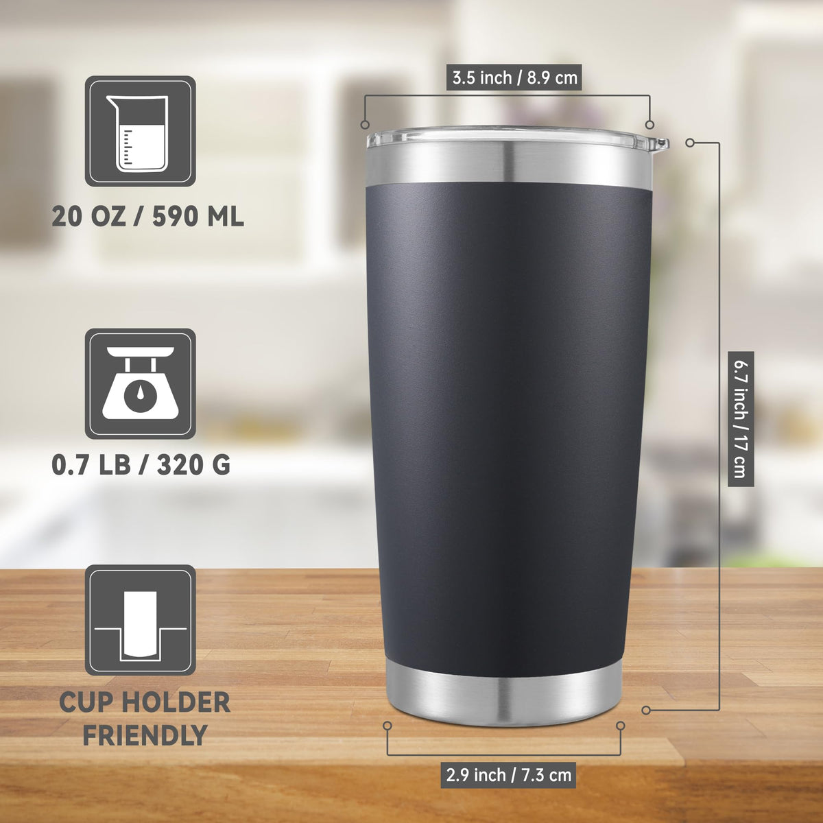 20 oz Tumblers Bulk Stainless Steel Tumbler with Lid Double Wall Vacuum Insulated Coffee Mug 20oz Powder Coated Cup for Hot and Cold Drinks (12 Count)