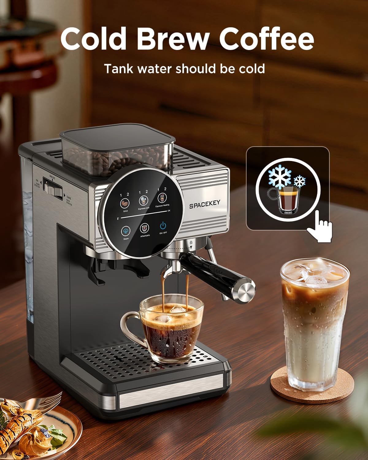 Espresso Coffee Machine with Grinder and Frother