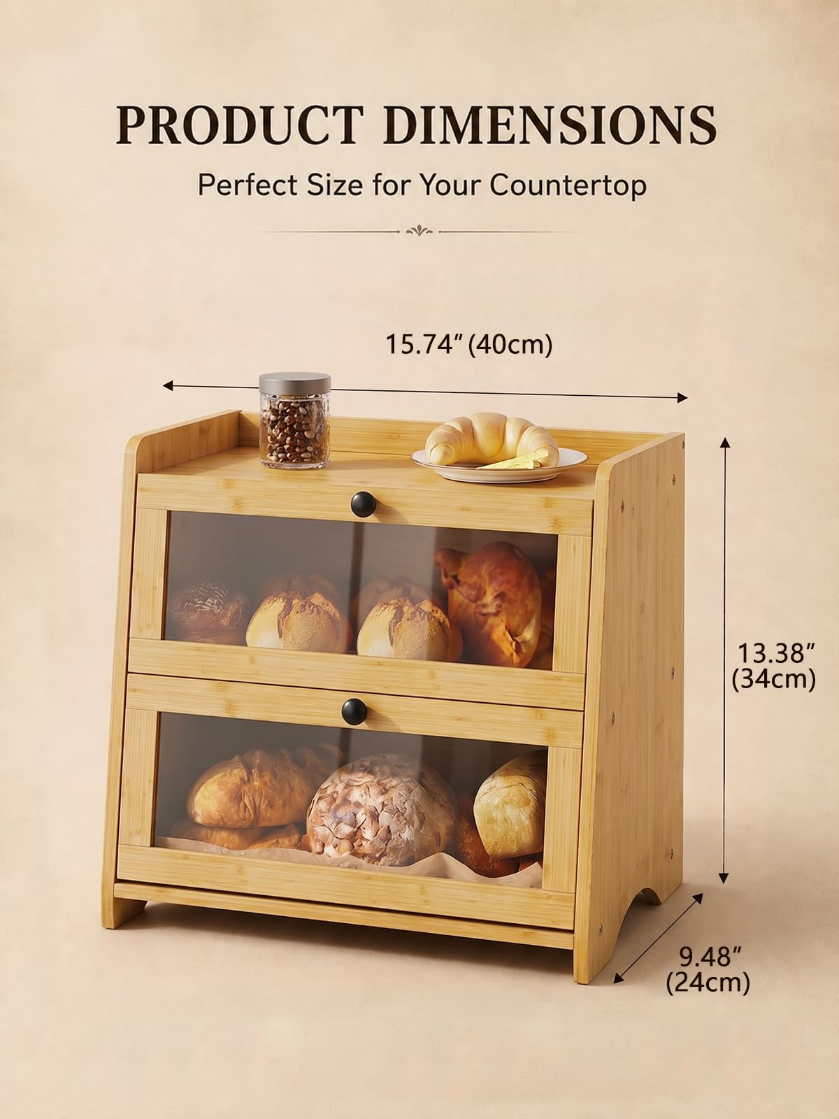 Bamboo Bread Box for Kitchen Countertop