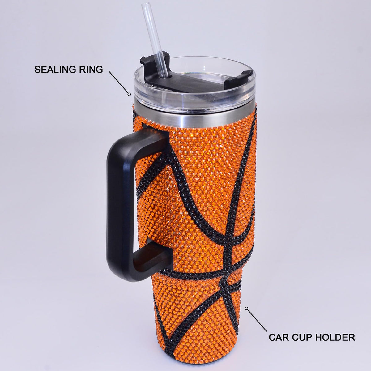 40oz Bling Rhinestone Tumbler with Handle and Straw Glitter Cups