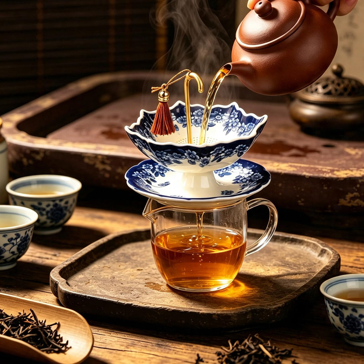 Blue and White Porcelain Umbrella Tea Infuser