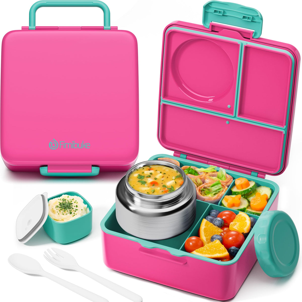 60oz Leakproof Bento Lunch Box for Kids with 8.5oz Thermo Food Jar