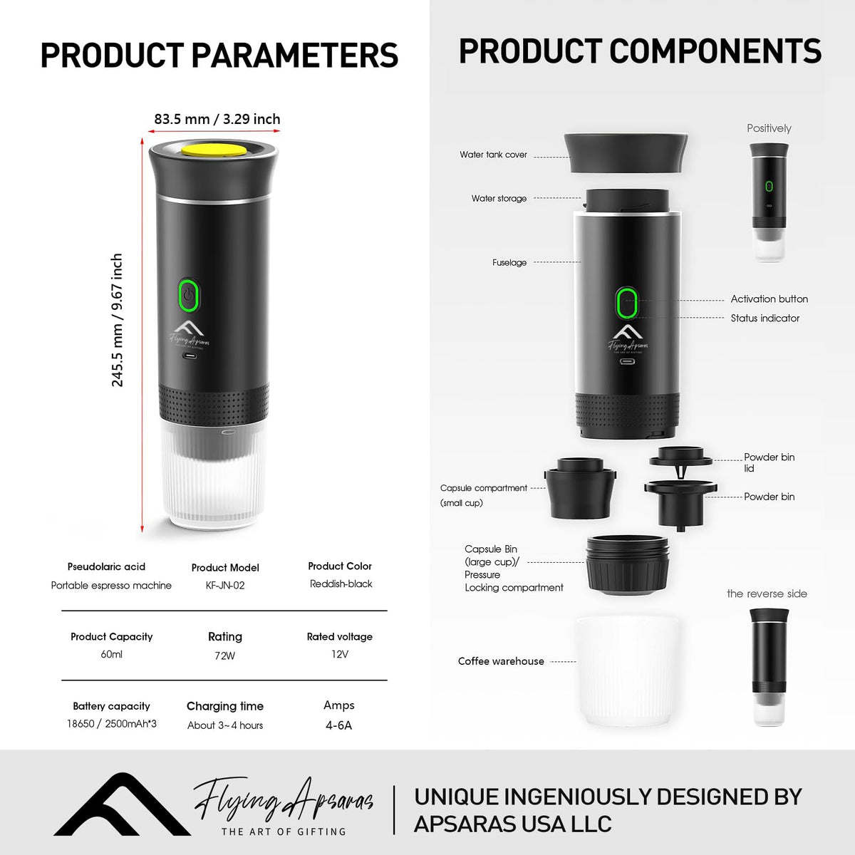 APSARAS USA Portable Coffee Maker for Travel