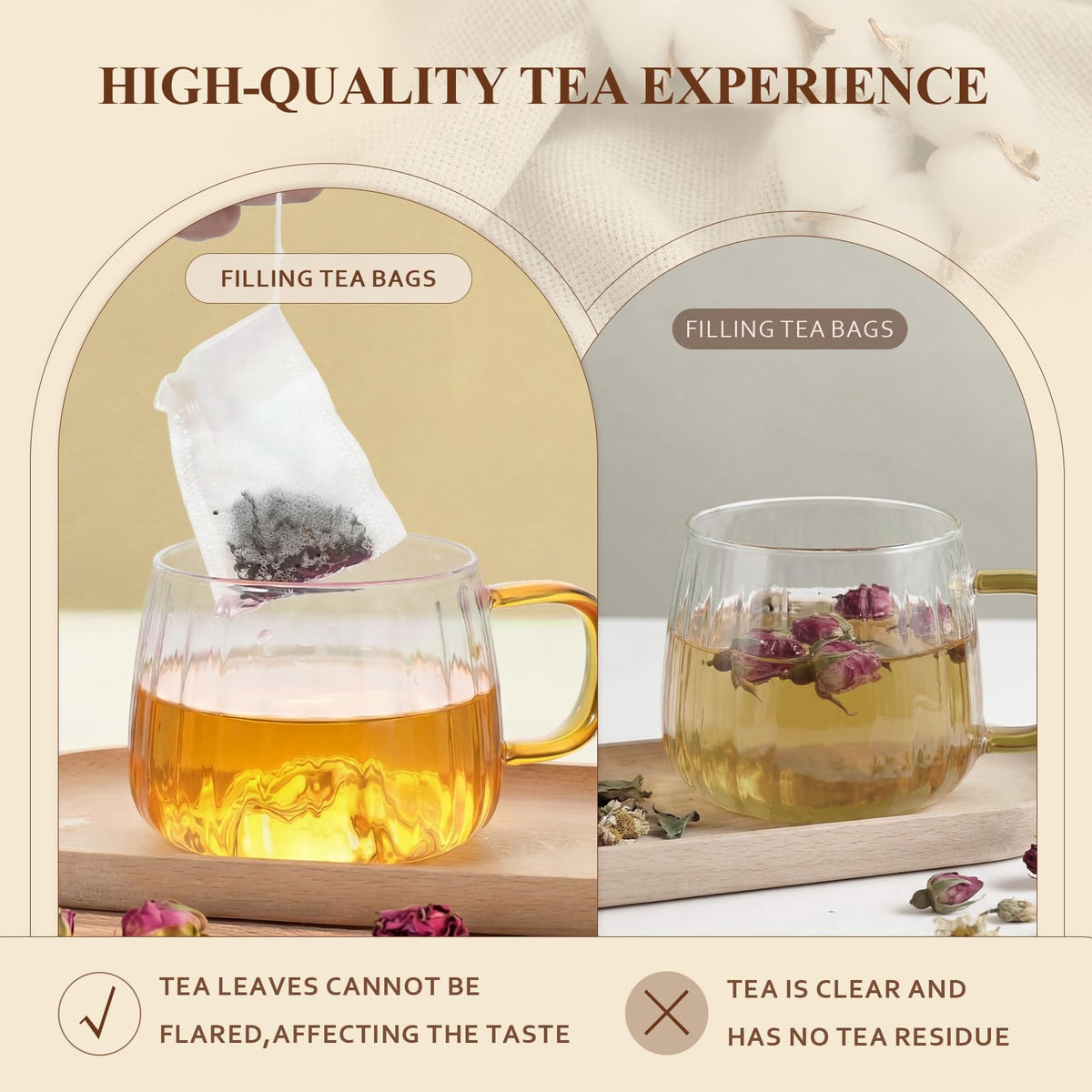 1800 Pcs Tea Bags for Loose Leaf Disposable Tea Filter Bags Bulk Natural Empty Drawstring Infuser Sachets for Coffee Spices Herbs (1800 Count)