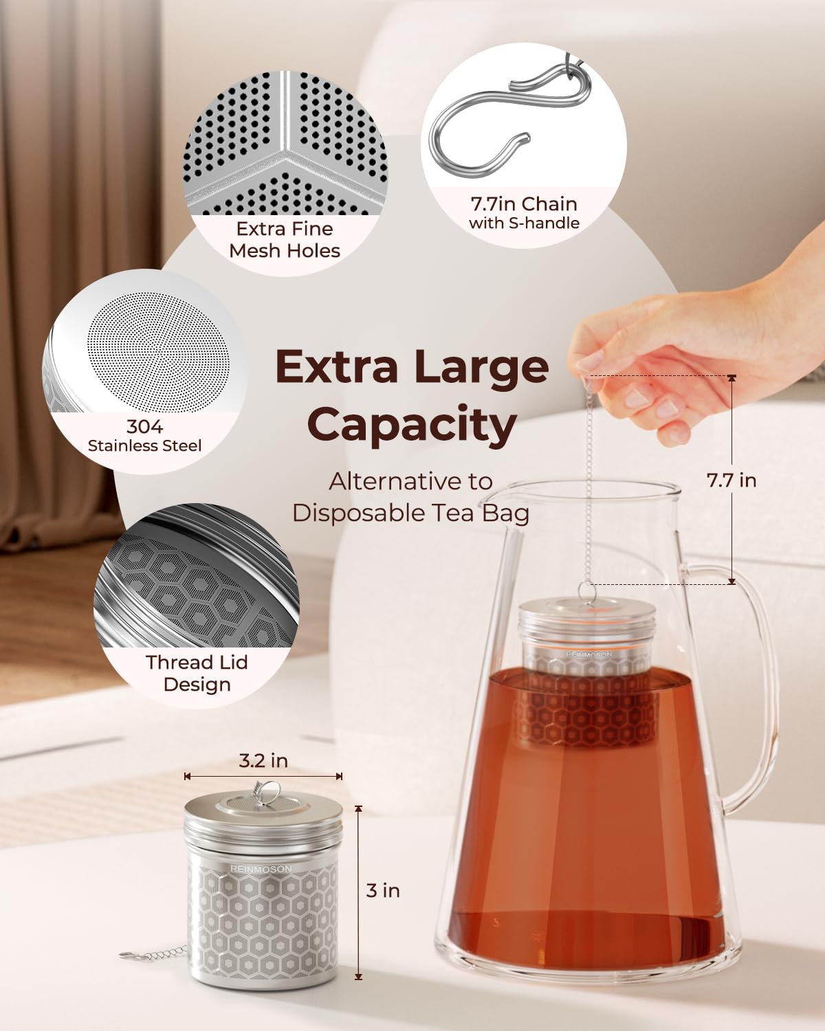 2 Pack Extra Large Tea Infuser for Loose Leaf Tea & Spice Ball (2 Count)