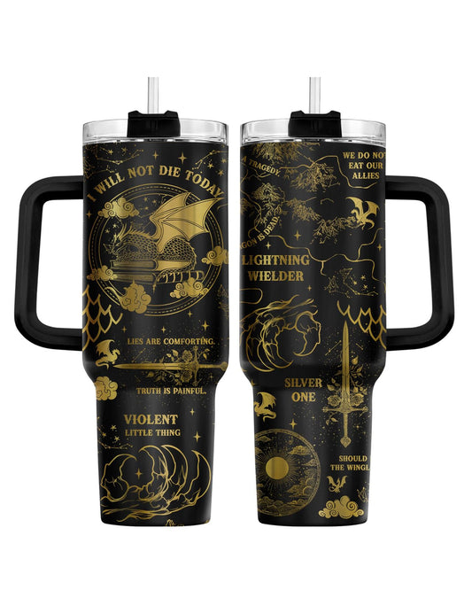 Dragon Wings Book Violent 40 oz Tumbler with Handle
