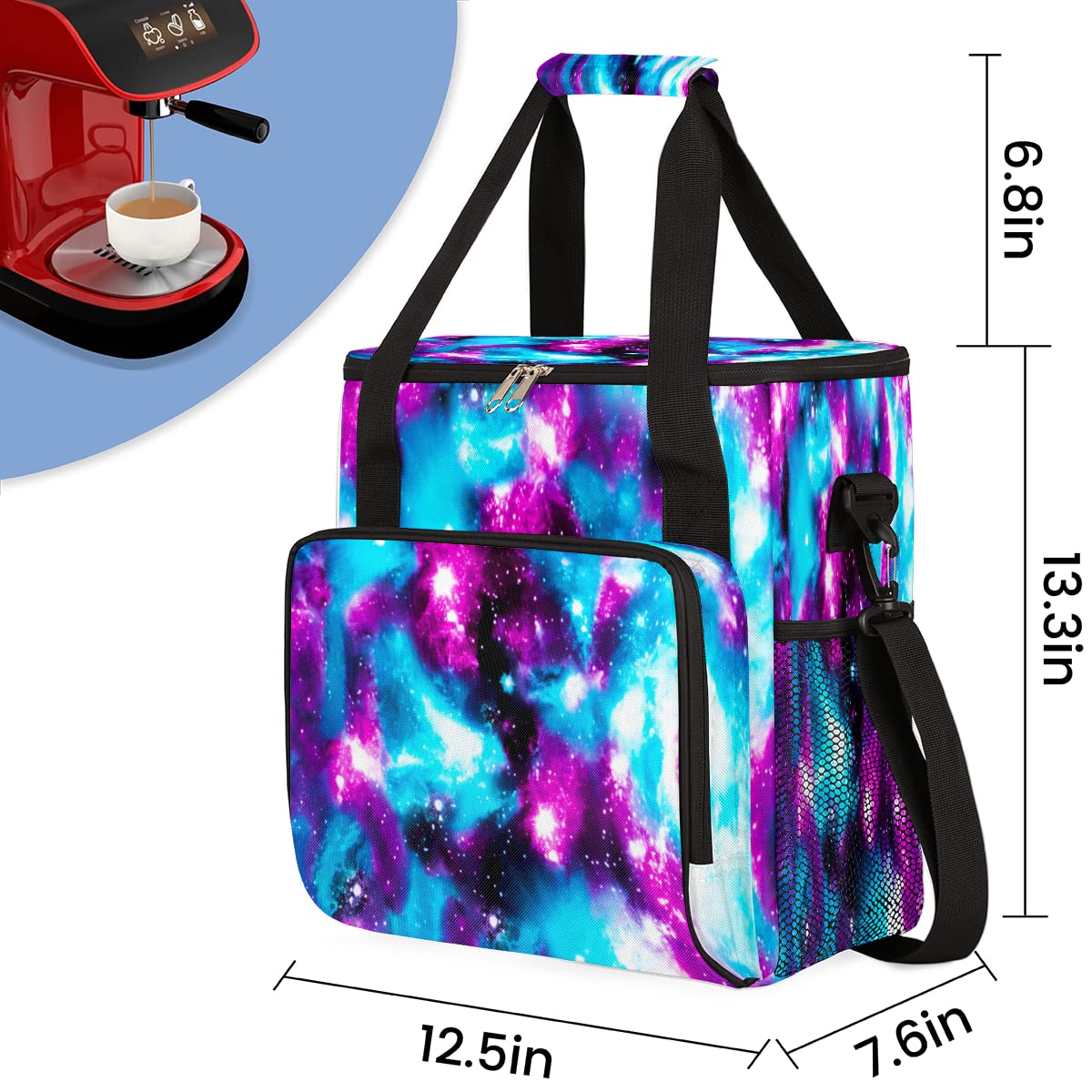 Funny Galaxy Coffee Maker Carring Bag Glitter Space Travel Storage Tote Bag Compatible with Keurig K