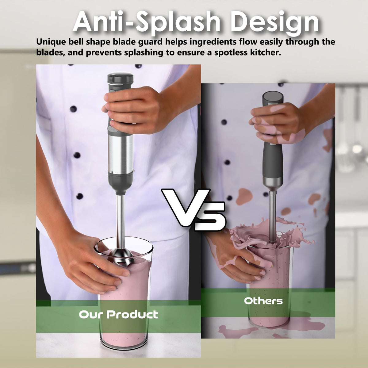 5-in-1 Cordless Immersion Blender with Rechargeable Handheld Battery