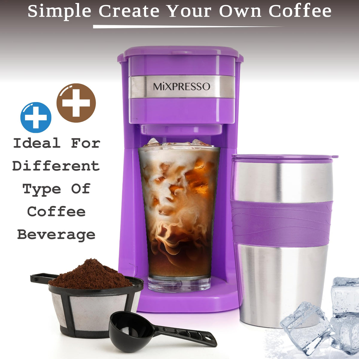 Single Serve & Single Cup Coffee Maker with 14oz Travel Mug (14 Ounce)