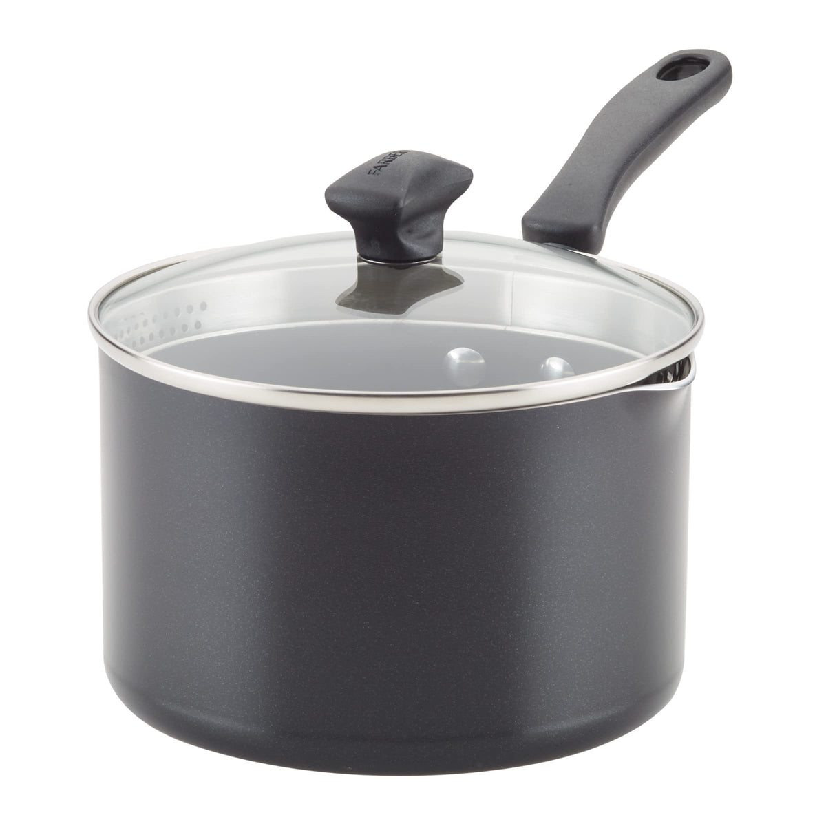 Cookstart Aluminum DiamondMax Straining Nonstick Saucepan