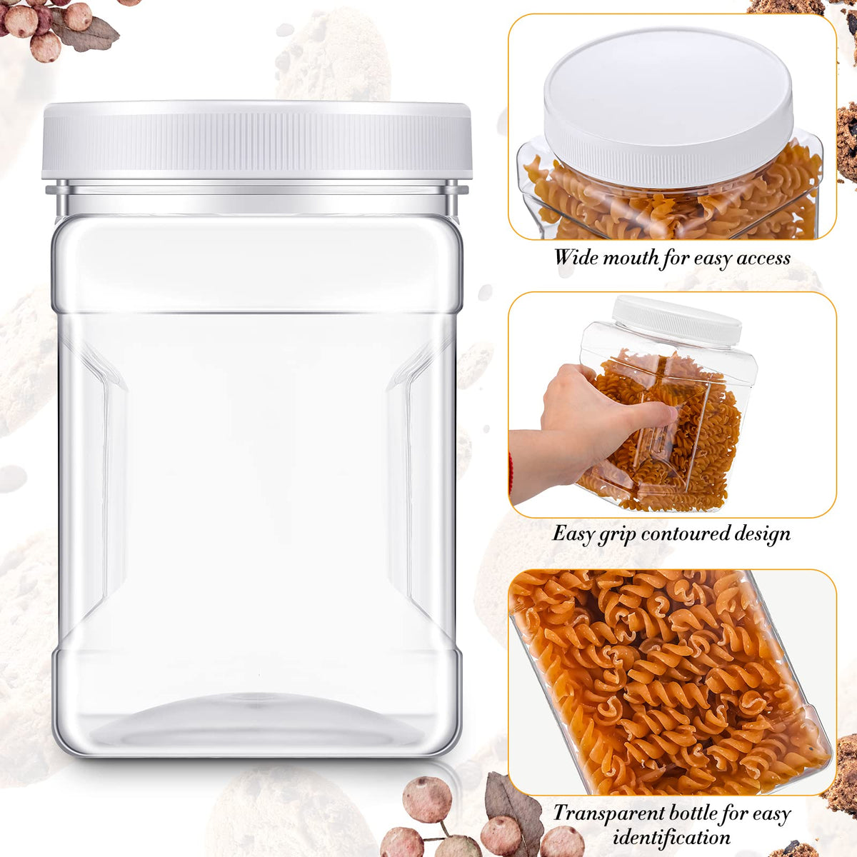 12 Pcs 27 Oz Plastic Jars with Lids Wide Mouth Square Paint
