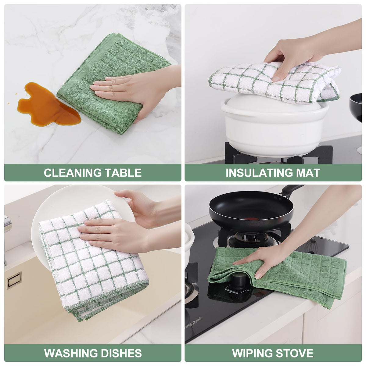 Large Premium Cotton Kitchen Towels 16"x 28" (12 Count)