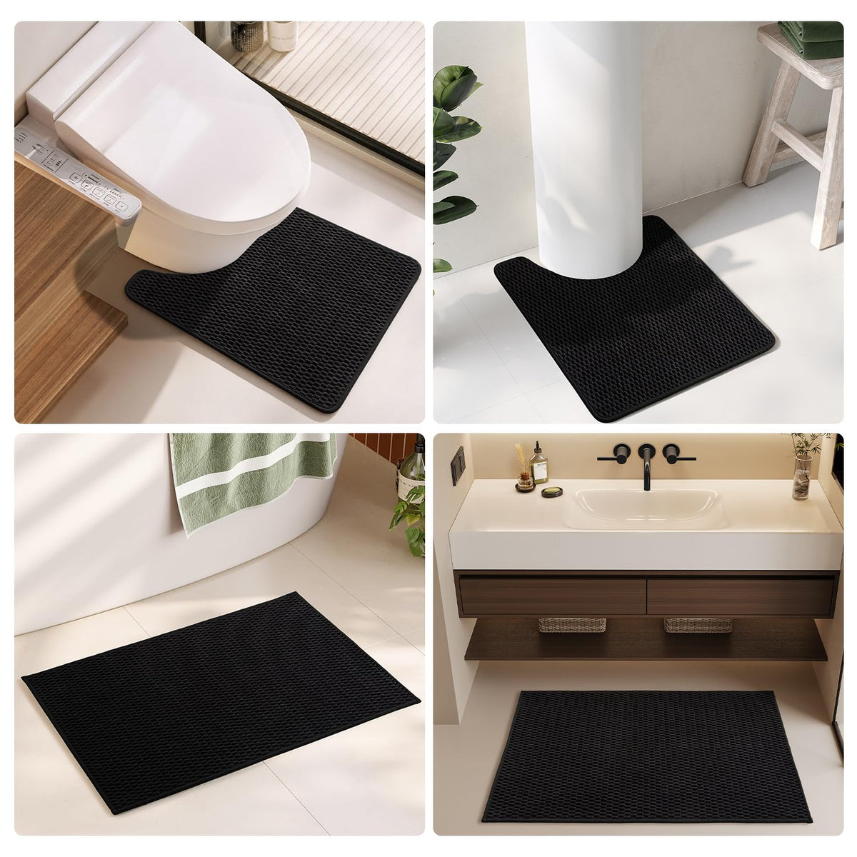 Black Bathroom Rugs Non Slip Washable