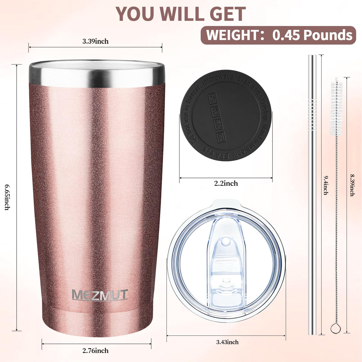 20oz Insulated Tumbler Travel Coffee Mug with Lid (6 Count)