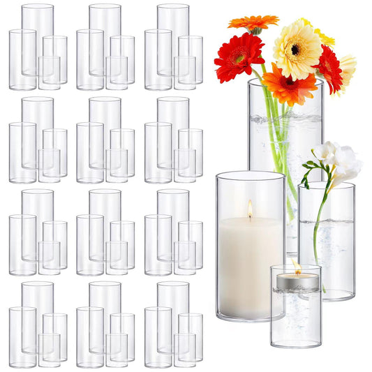 48 Pack Thick Glass Cylinder Vases 4 (48 Count)