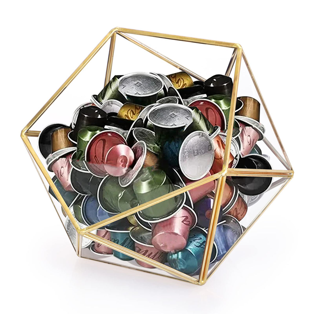 Gold Glass Coffee Pods Holder